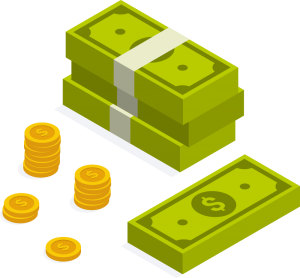 isometric illustration of dollars